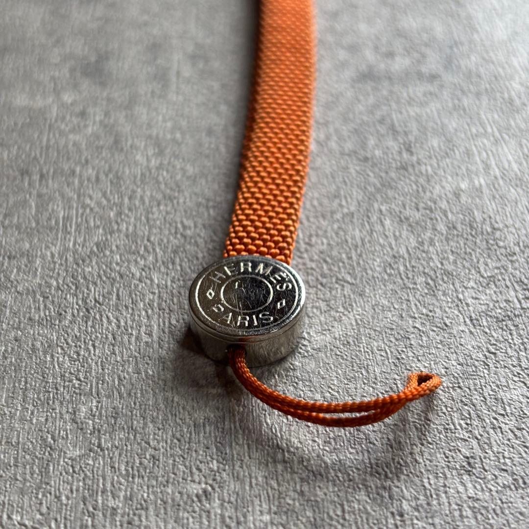 HERMES エルメス　ストラップ　オレンジ　シルバー　セリエ　キャンバス