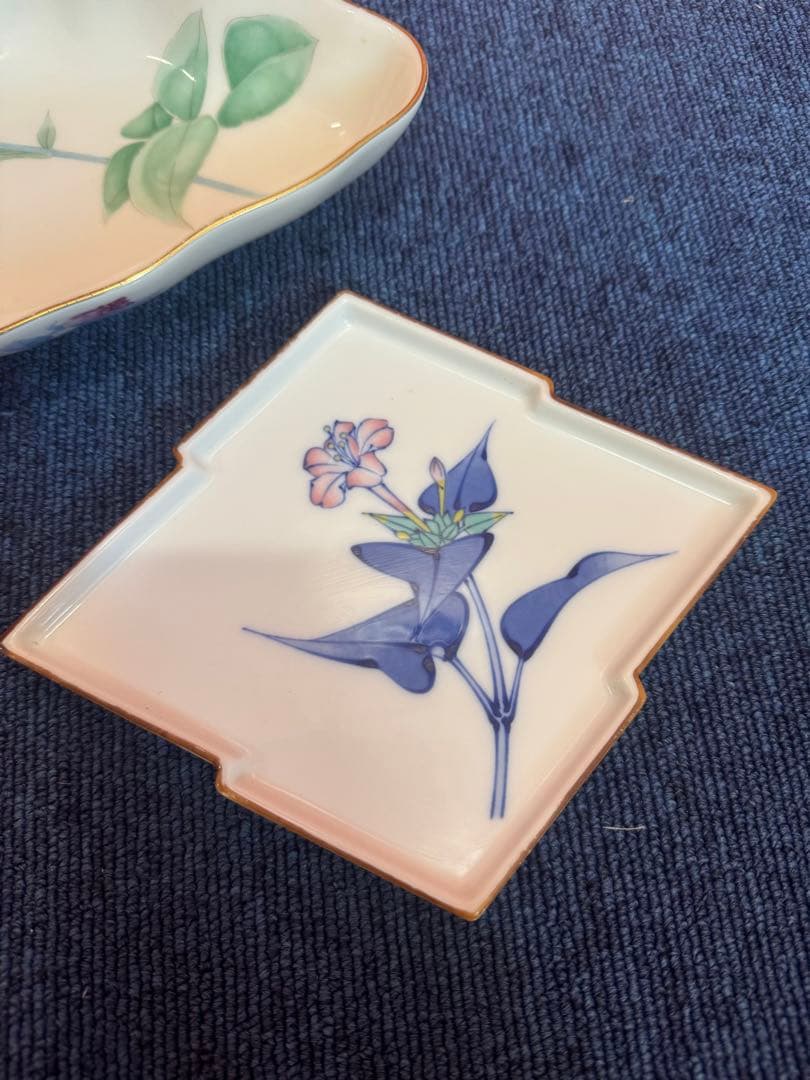 1893 香蘭社　菱形皿2客　菱形鉢1客　金彩