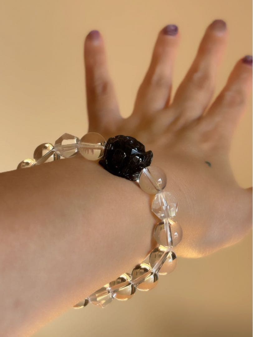 B513・サン入りアイオライト 薔薇ブレスレット size16