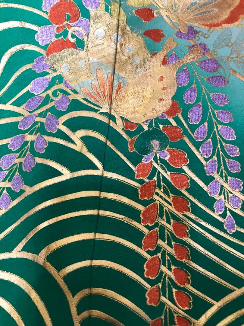 七五三豪華正絹7歳フルセット‼️人気赤地暈し⭐︎手毬花藤垂れ箔⭐︎金彩煌びやか逸品