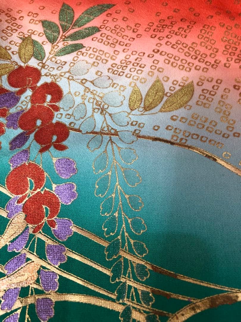 七五三豪華正絹7歳フルセット‼️人気赤地暈し⭐︎手毬花藤垂れ箔⭐︎金彩煌びやか逸品