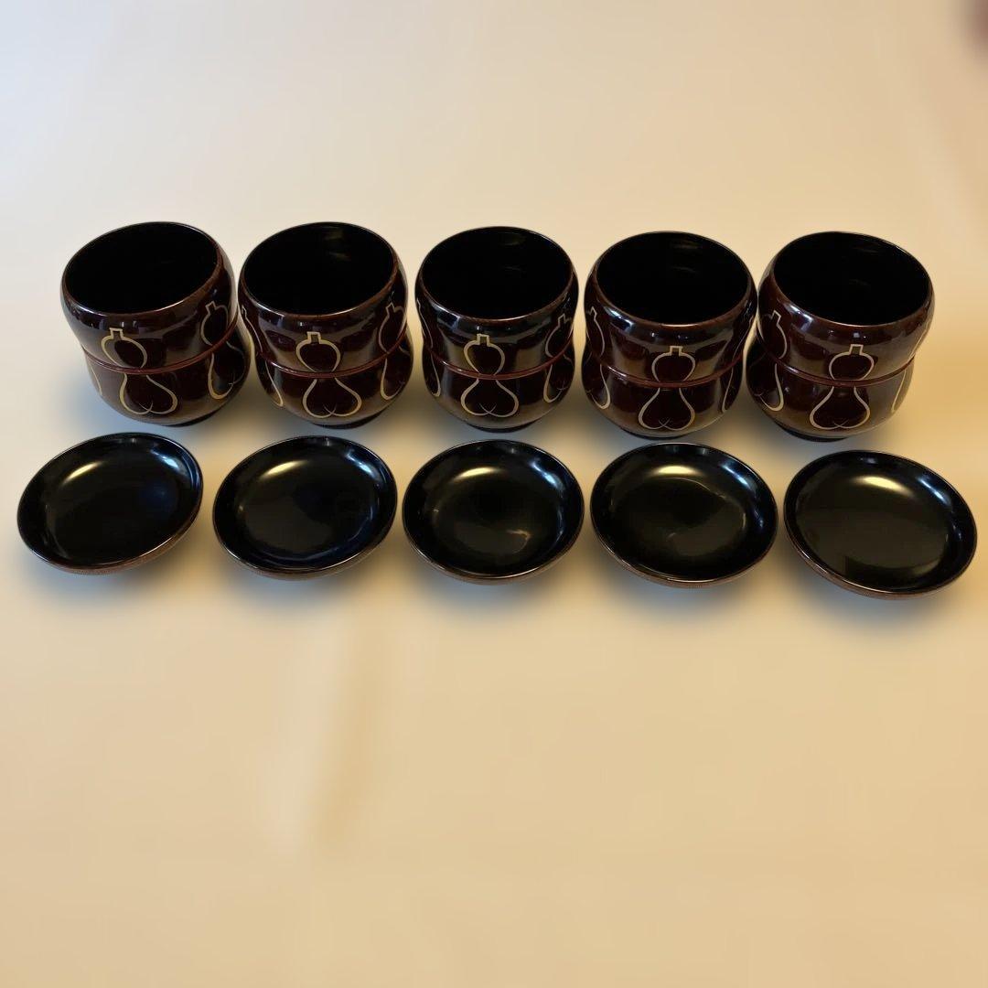 木製漆塗り六瓢お椀5客