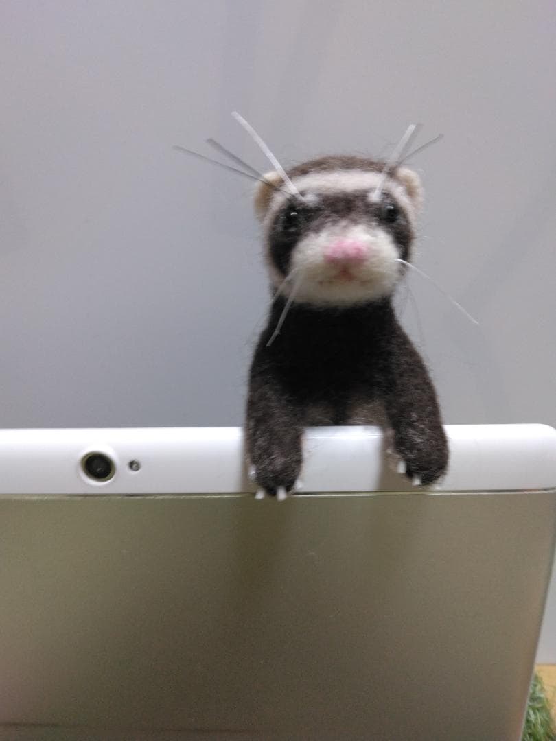 羊毛フェルト フェレット (セーブル)　ぬいぐるみ