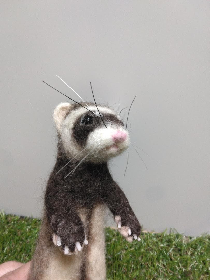 羊毛フェルト フェレット (セーブル)　ぬいぐるみ