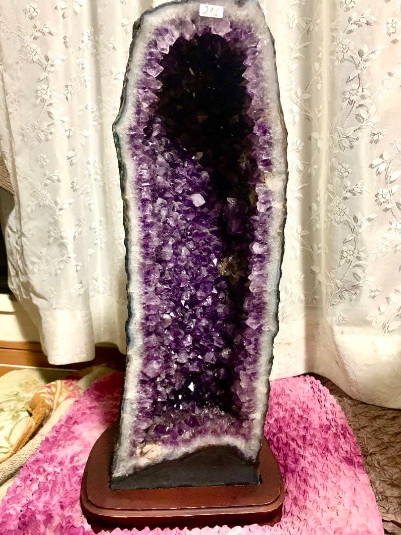 アメジスト結晶置物 木製台座付き