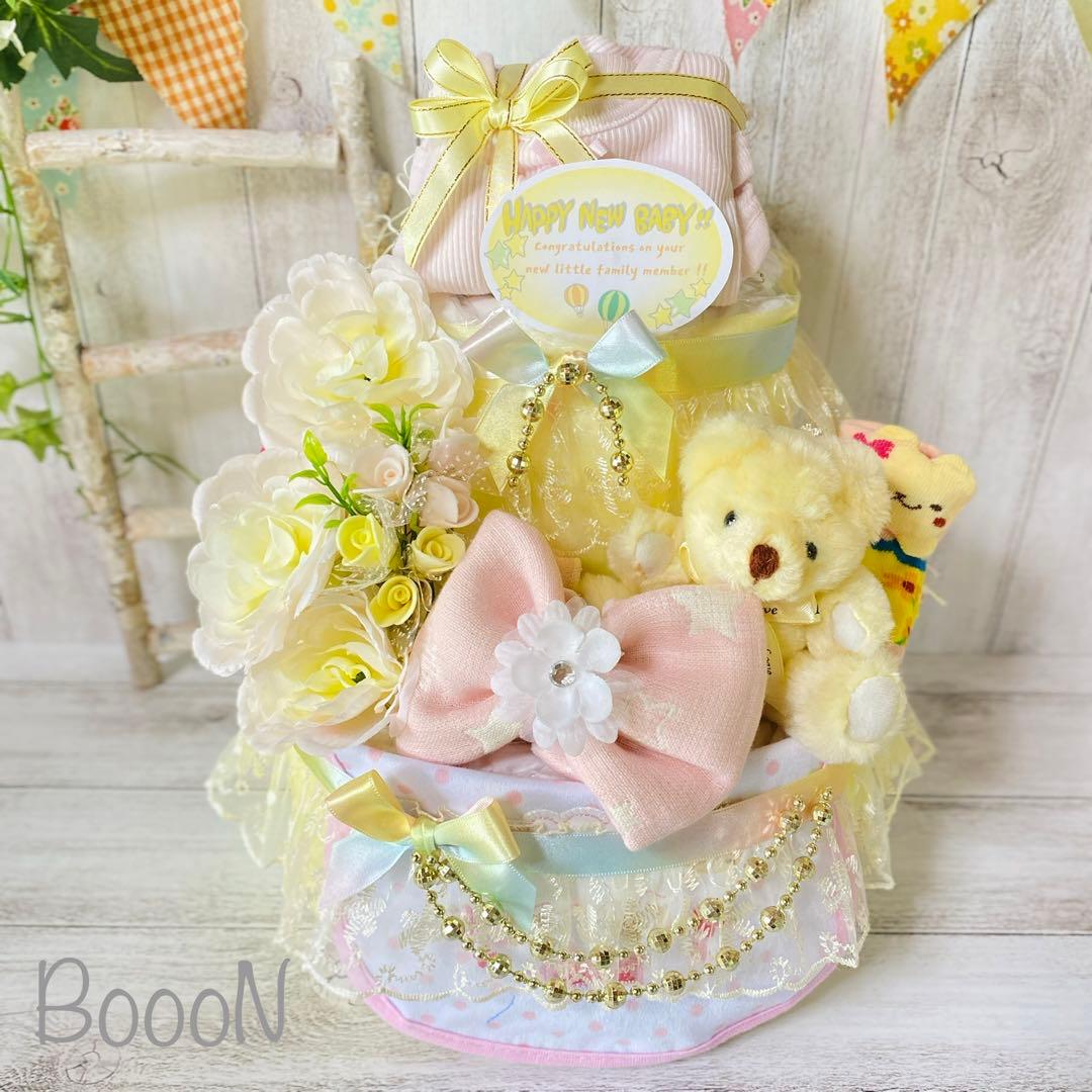 おむつケーキ・2段・男の子・水色