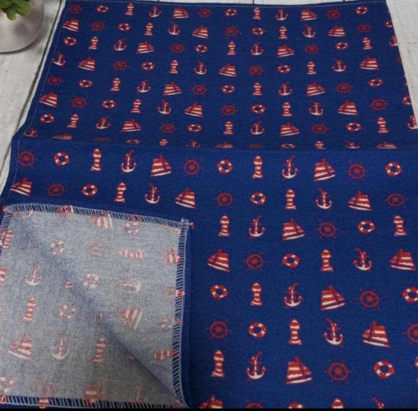 ハンドメイド　ランチョンマット　マリン　いかり　青　白　　2枚