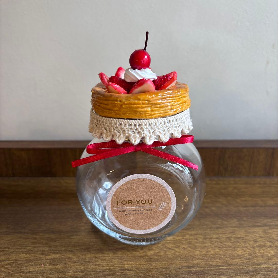 ★限定1セット　苺のタルト　フェイクスイーツ　木製小物入れ　デコ瓶