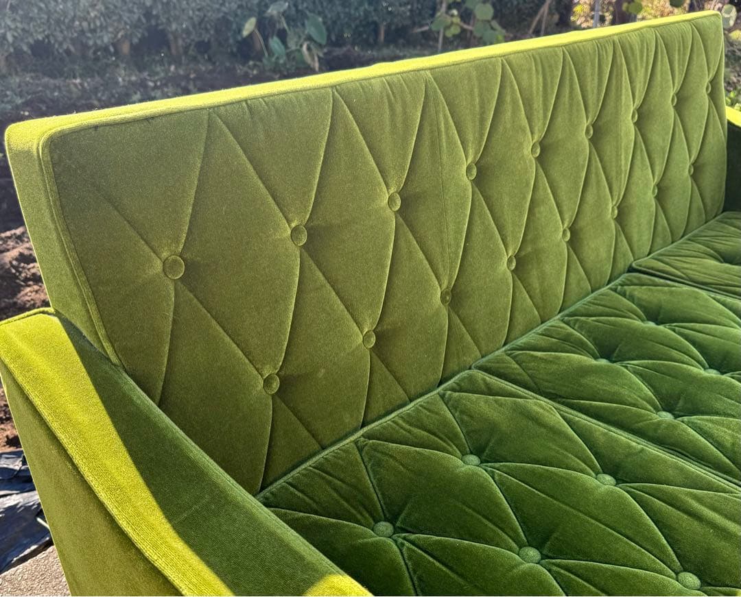 カリモク60 ロビーチェア 3シーター モケットグリーン ソファ 日本製