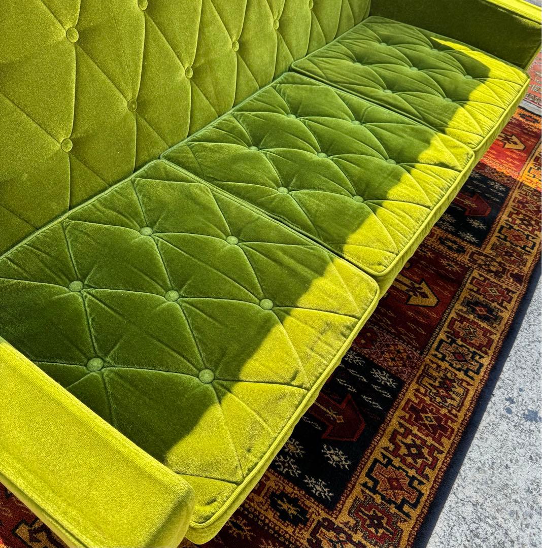 カリモク60 ロビーチェア 3シーター モケットグリーン ソファ 日本製