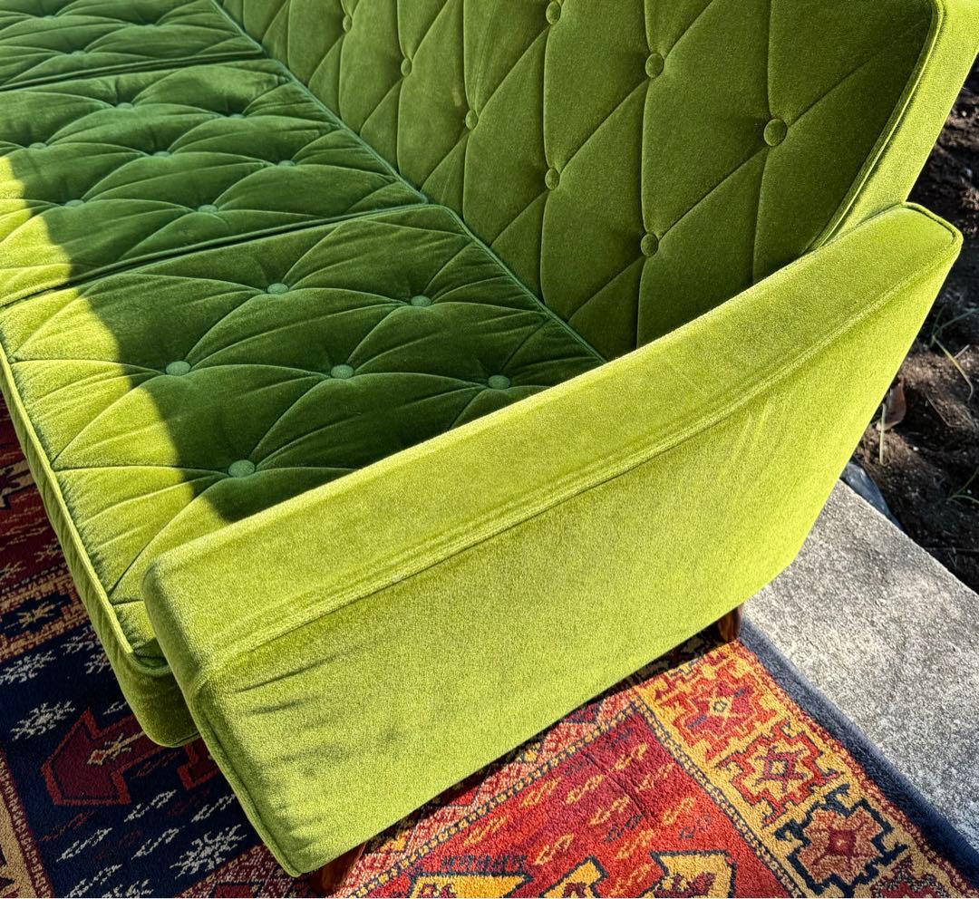 カリモク60 ロビーチェア 3シーター モケットグリーン ソファ 日本製