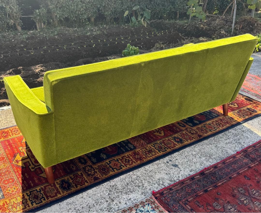 カリモク60 ロビーチェア 3シーター モケットグリーン ソファ 日本製