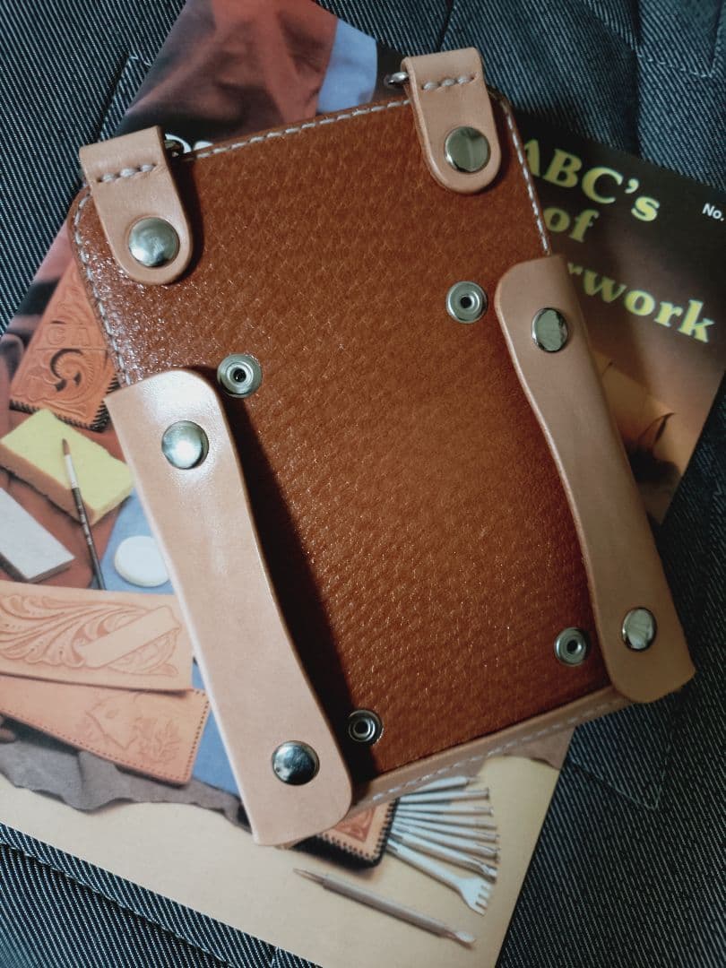 シザーケース　4丁　本革　薔薇のカービング