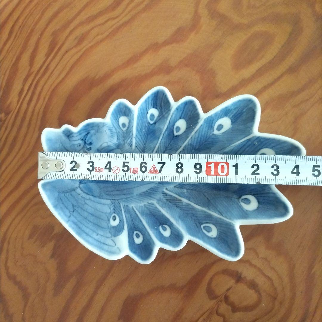 ★ 珍品 江戸期 孔雀 変形皿 染付 古伊万里 アンティーク