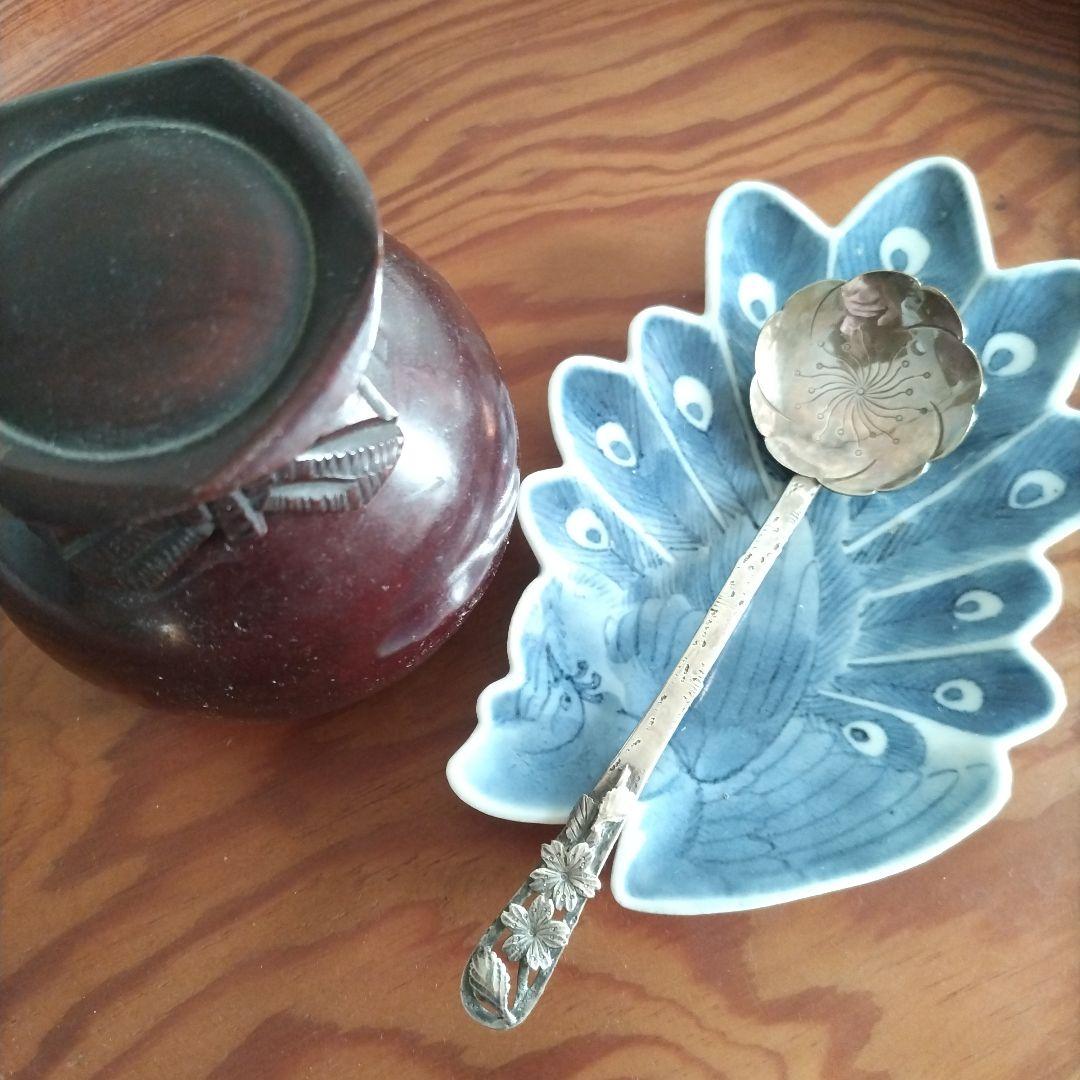 ★ 珍品 江戸期 孔雀 変形皿 染付 古伊万里 アンティーク