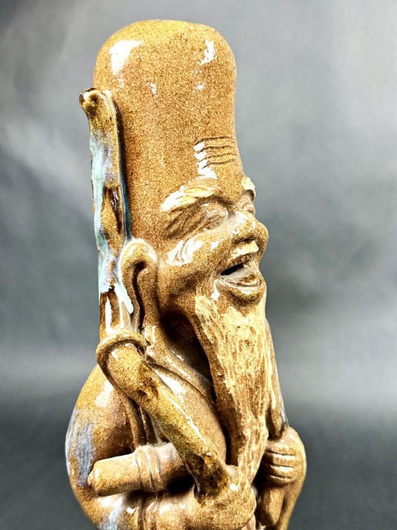 時代物 香春在銘 寿老人 壽老人 陶器 焼物 高さ約47cm七福神WWTT006