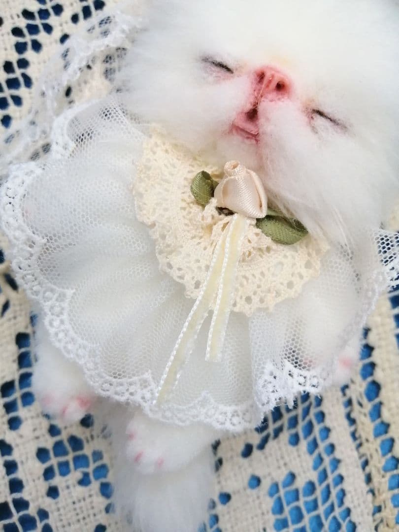 おねむ子猫ちゃんのバッグチャーム♡ストラップ♡アートドール♡ぬいぐるみ♡お花♡