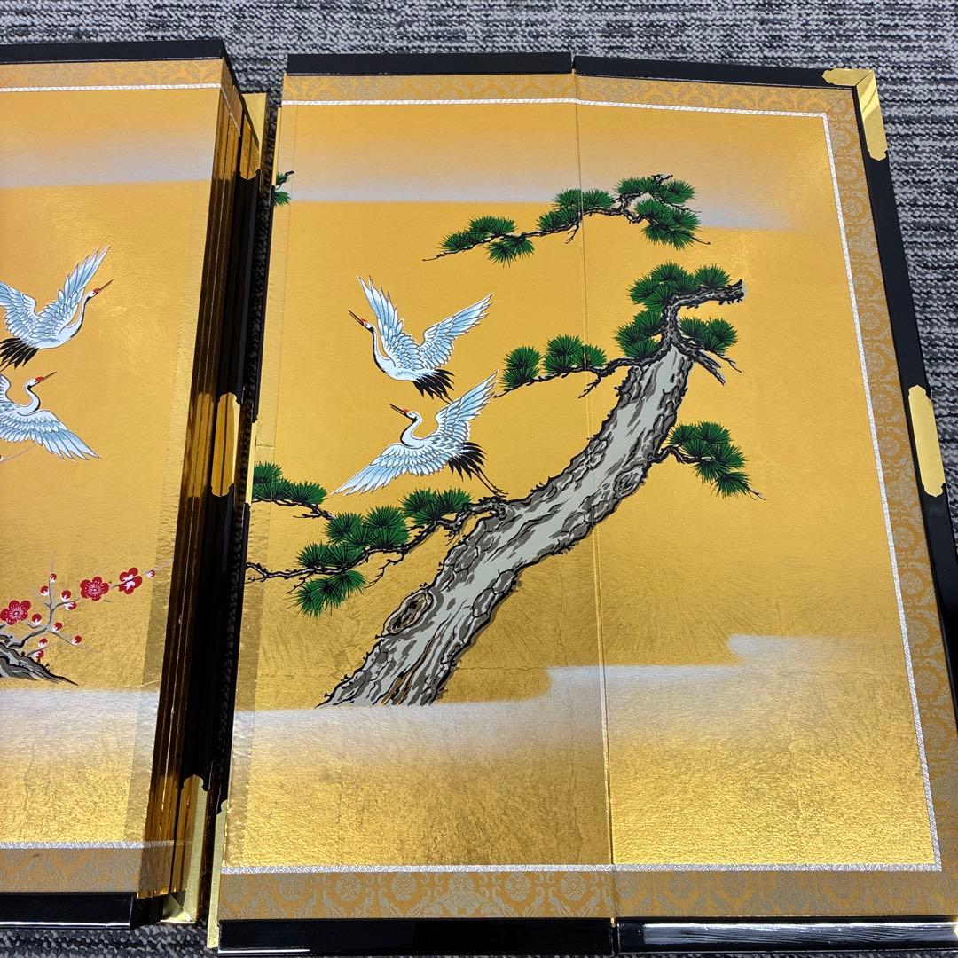 reⅠuお雛様金屏風 鶴、梅、松　超特特大