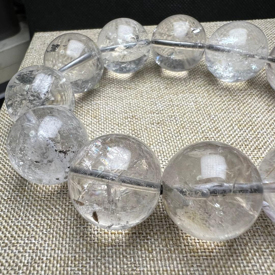 【710031】 虹入り 大玉 ハーキマーダイヤモンド 18.5mmブレスレット