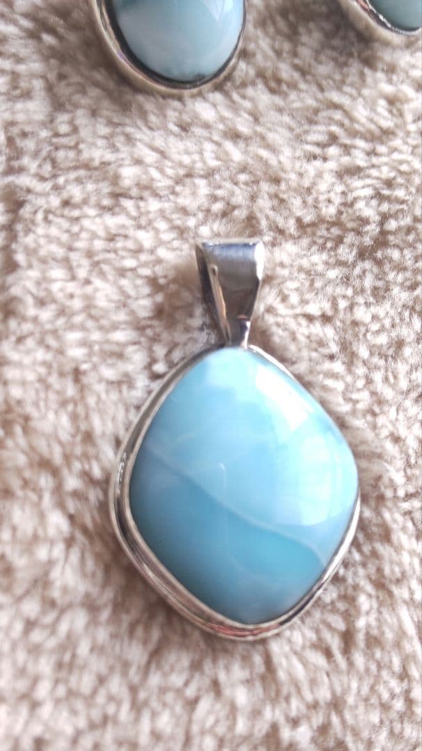 ラリマー925シルバーセット（ペンダント・ピアス）ブルー