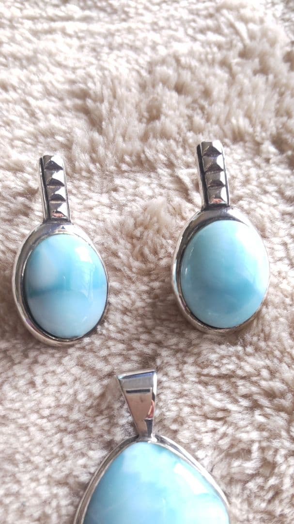 ラリマー925シルバーセット（ペンダント・ピアス）ブルー