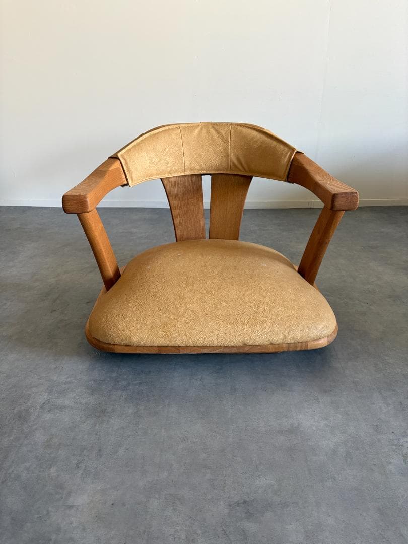 日本製 無垢材 回転座椅子【B】