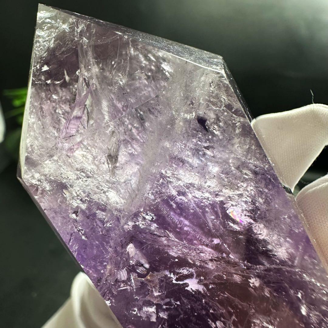 高品質❗️レインボー☆アメジスト 六角柱 パワーストーン天然石 原石A1061