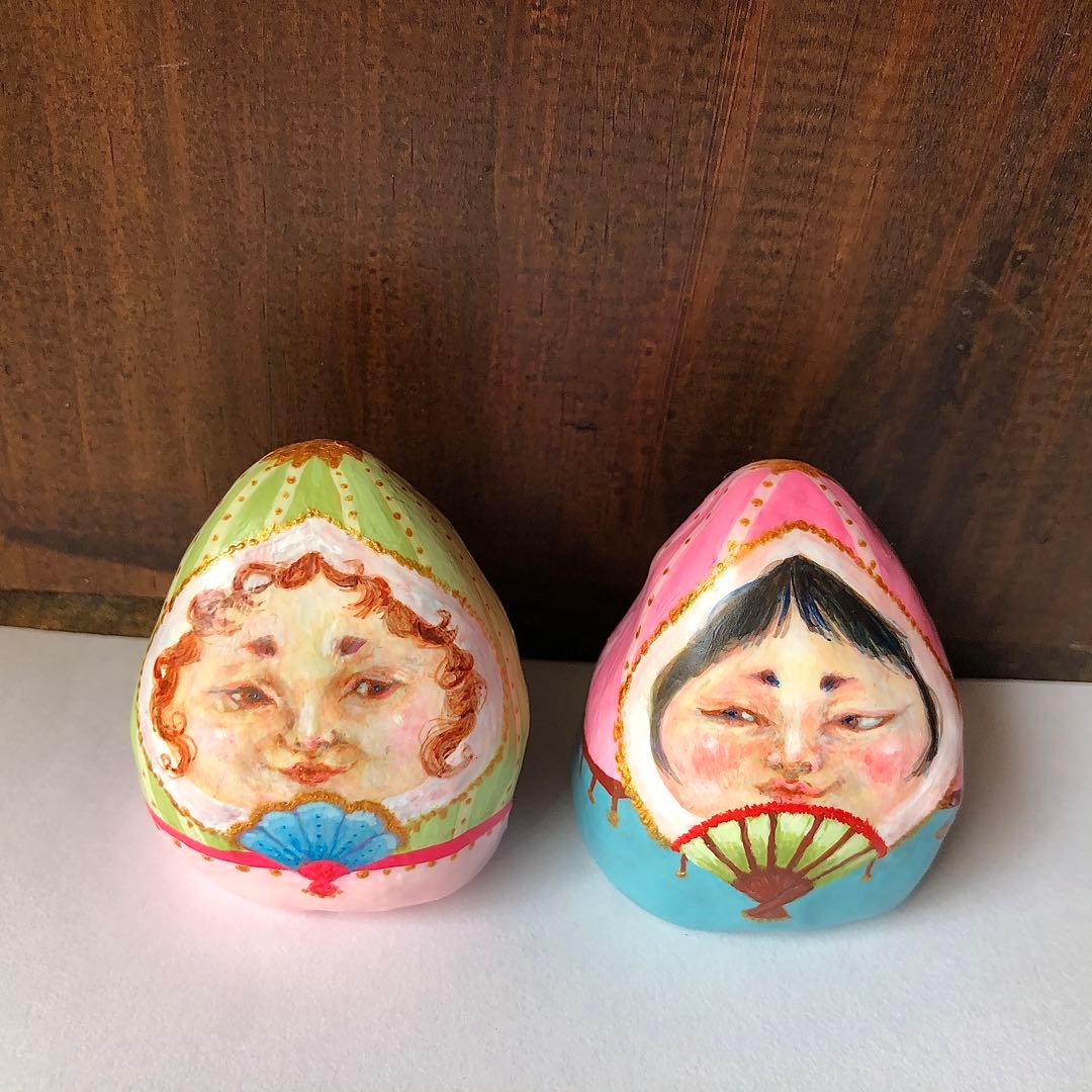 ハンドメイド　お雛様　石粉粘土　人形　2体セット