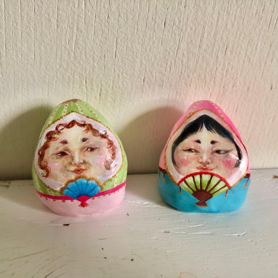 ハンドメイド　お雛様　石粉粘土　人形　2体セット