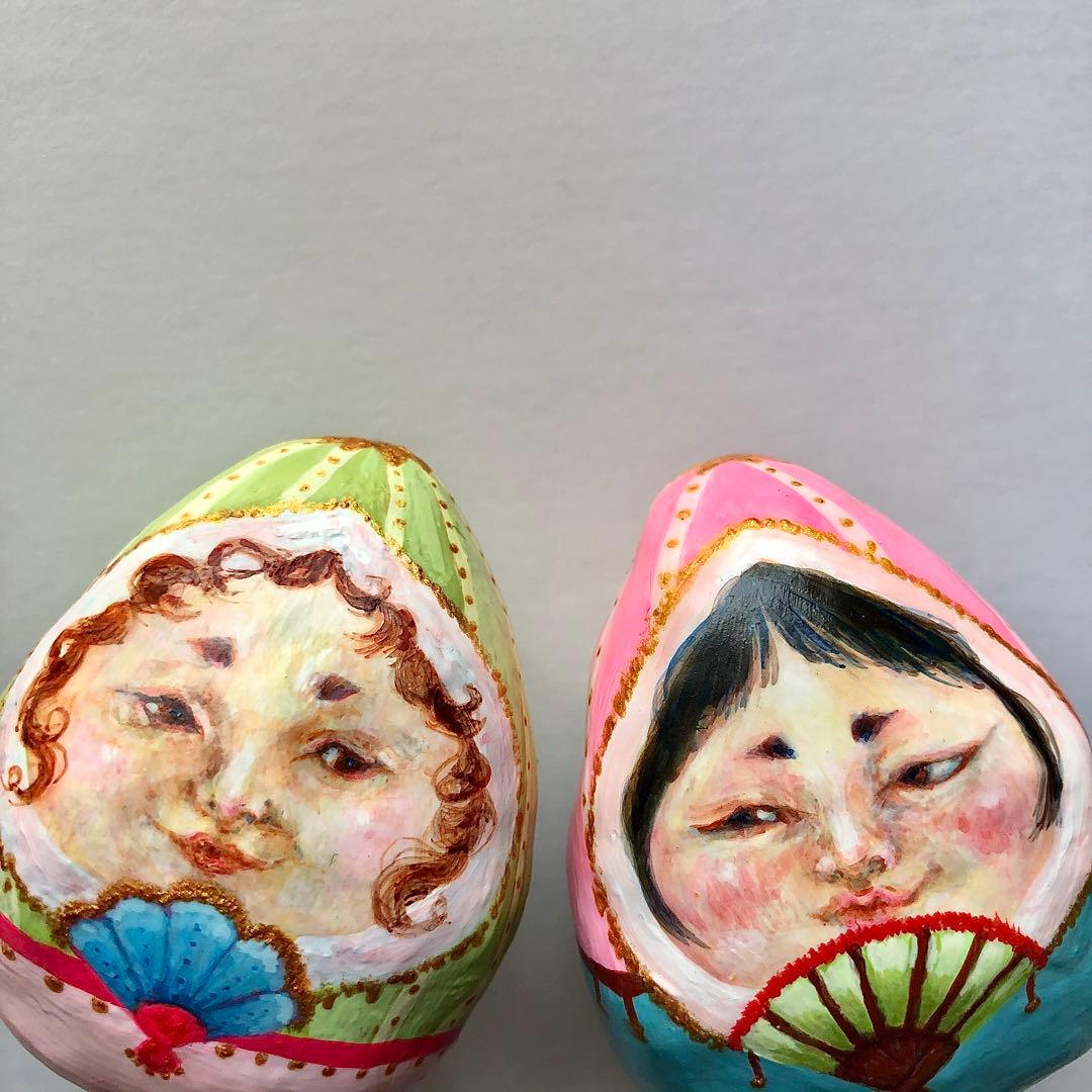 ハンドメイド　お雛様　石粉粘土　人形　2体セット