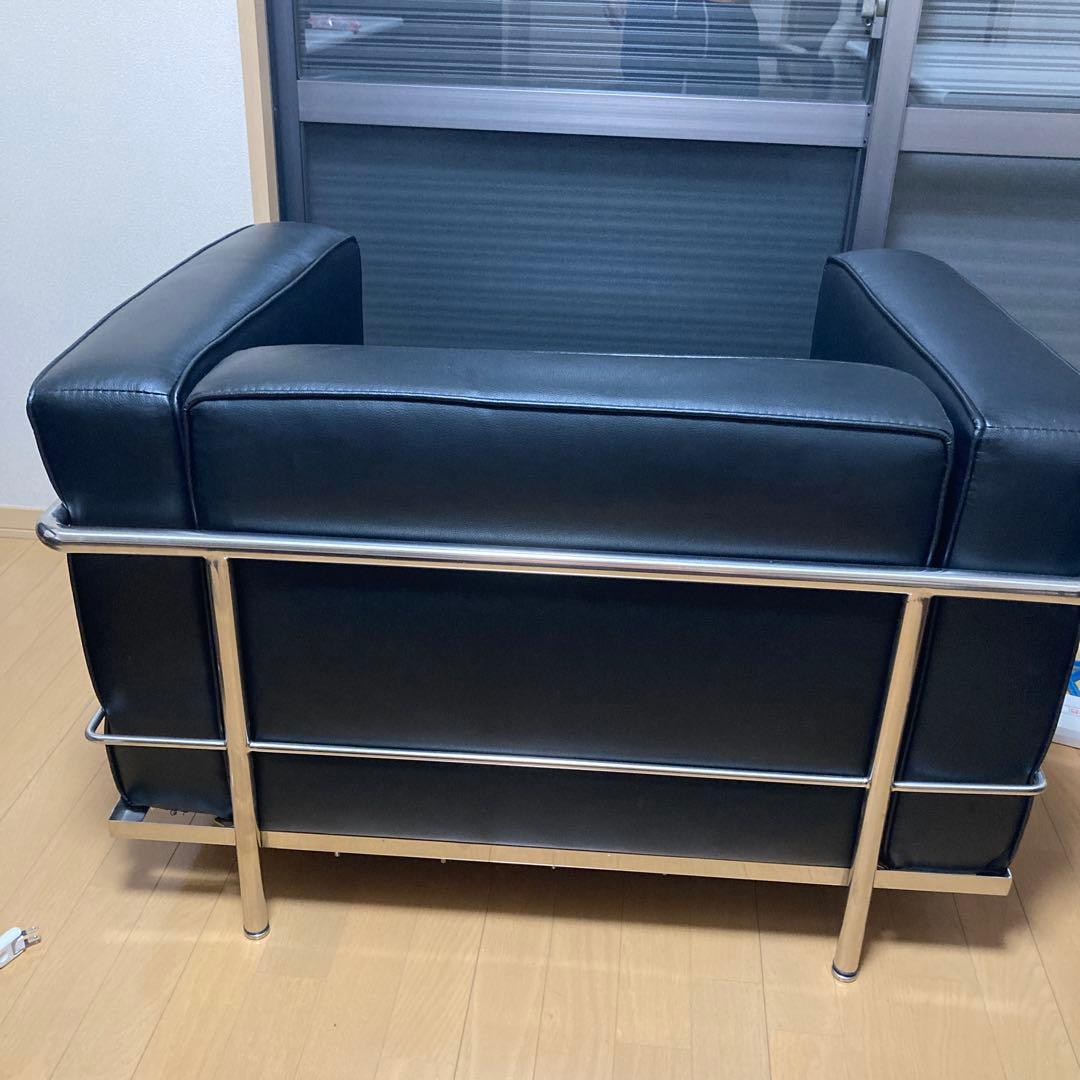 ルコルビジェ　リプロダクト　黒 合成皮革 1人掛けソファ　美品