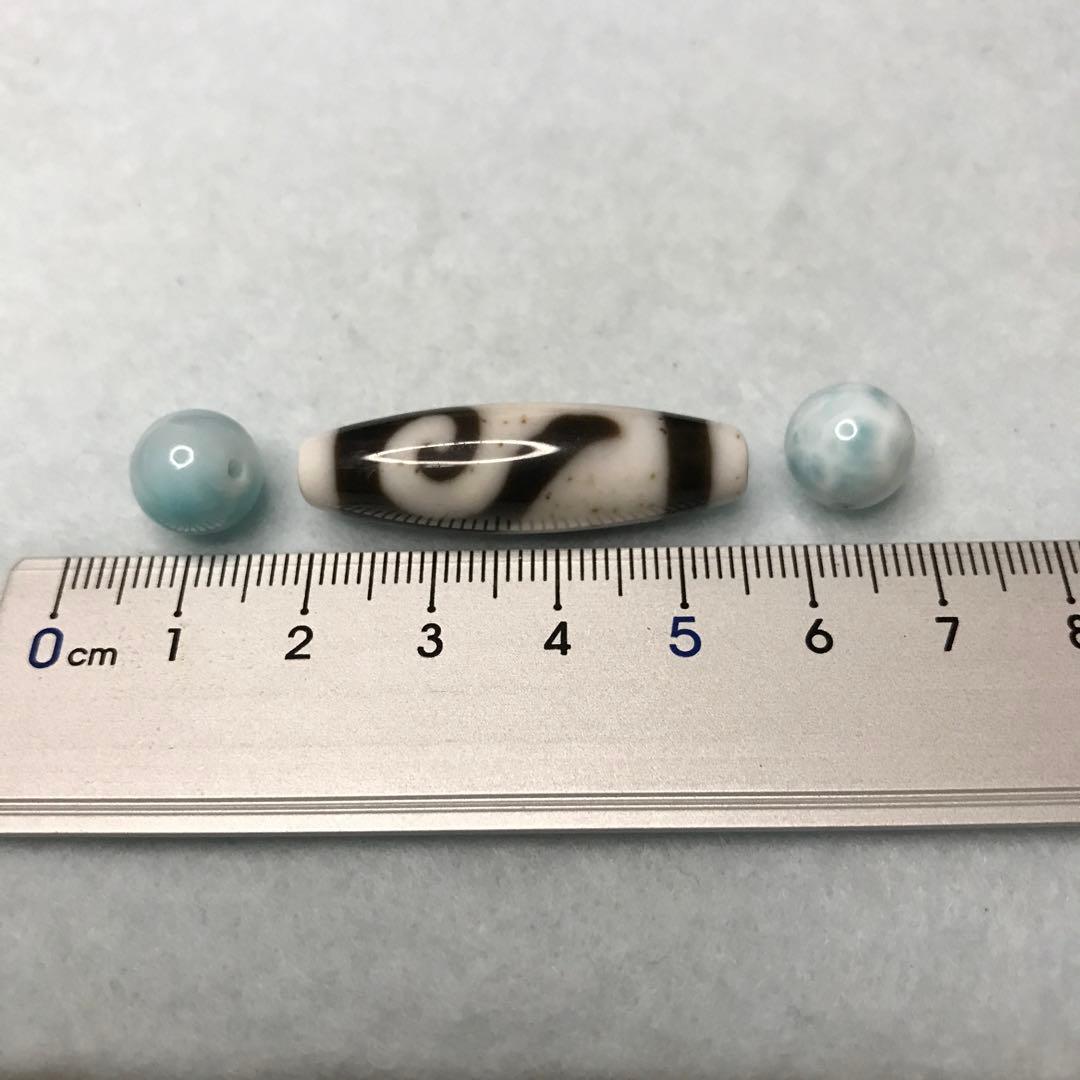 超激レア珍品‼︎ 小盧至純　白金銭鈎天珠　10mm　SAクラス ラリマー2個付き