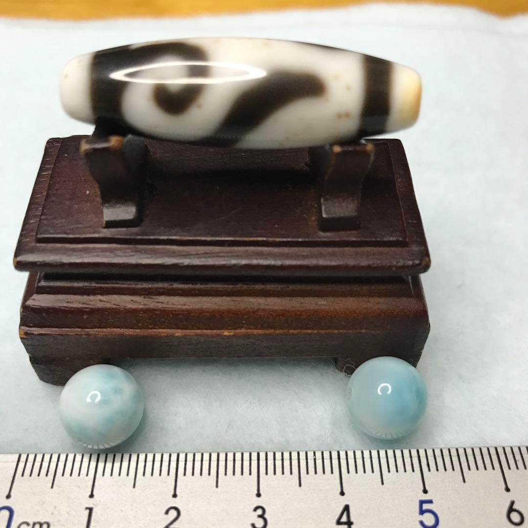 超激レア珍品‼︎ 小盧至純　白金銭鈎天珠　10mm　SAクラス ラリマー2個付き