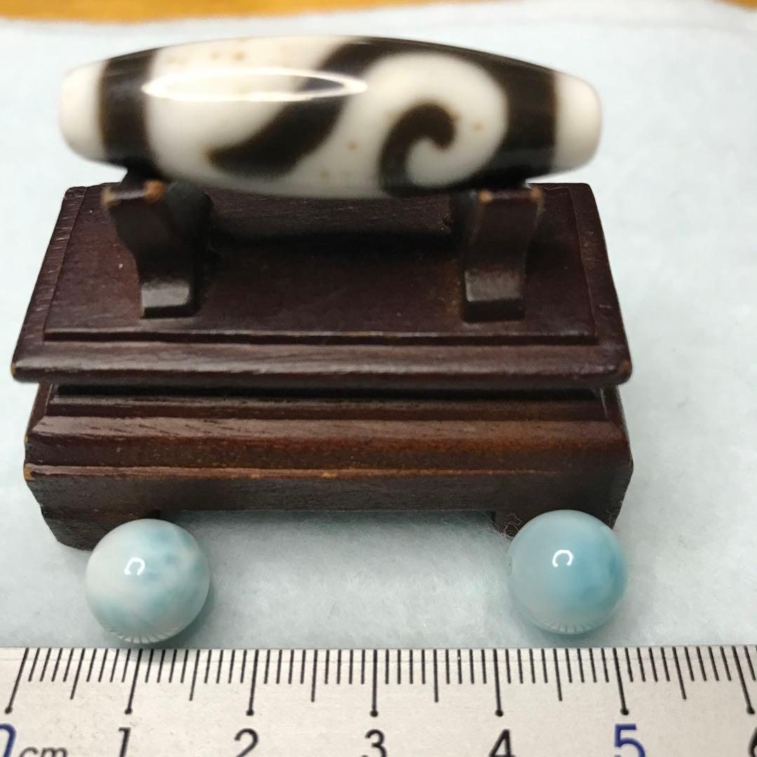 超激レア珍品‼︎ 小盧至純　白金銭鈎天珠　10mm　SAクラス ラリマー2個付き