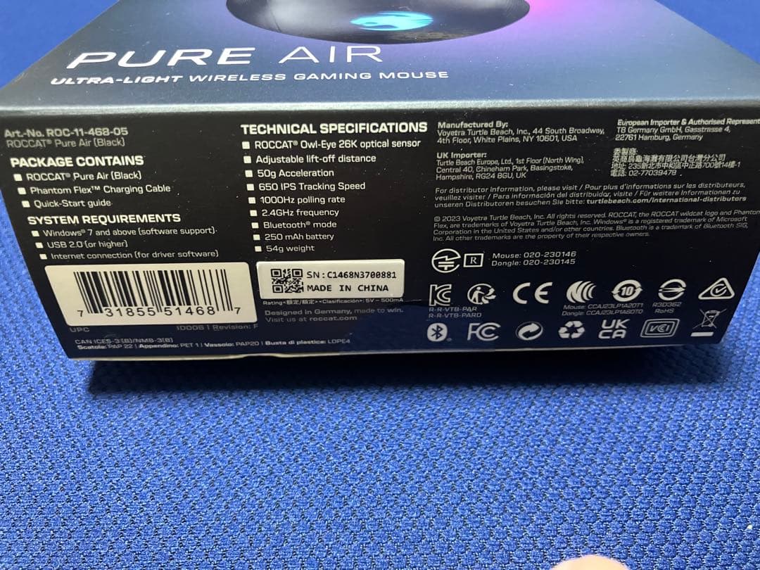 ROCCAT Pure Air ブラック ワイヤレスマウス 超軽量