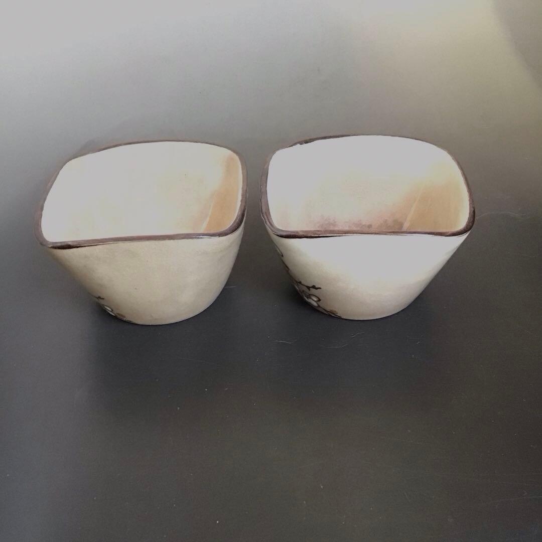 古陶器　梅図小鉢2個セット　骨董品　アンティーク　レトロ