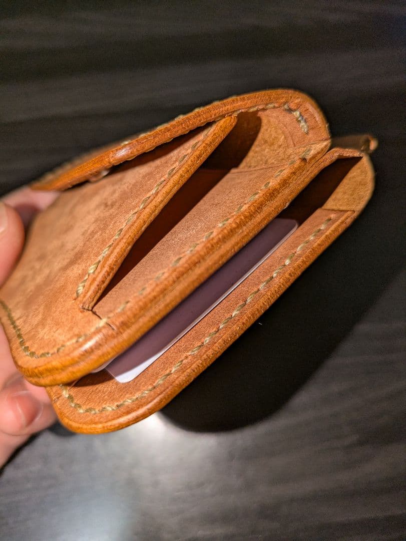 イタリアンレザー マネークリップ コンパクトウォレット 革財布 総手縫い 1