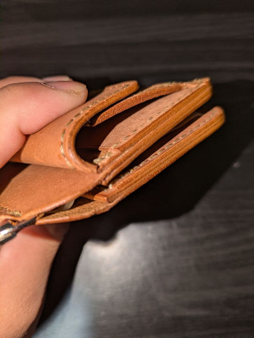 イタリアンレザー マネークリップ コンパクトウォレット 革財布 総手縫い 1