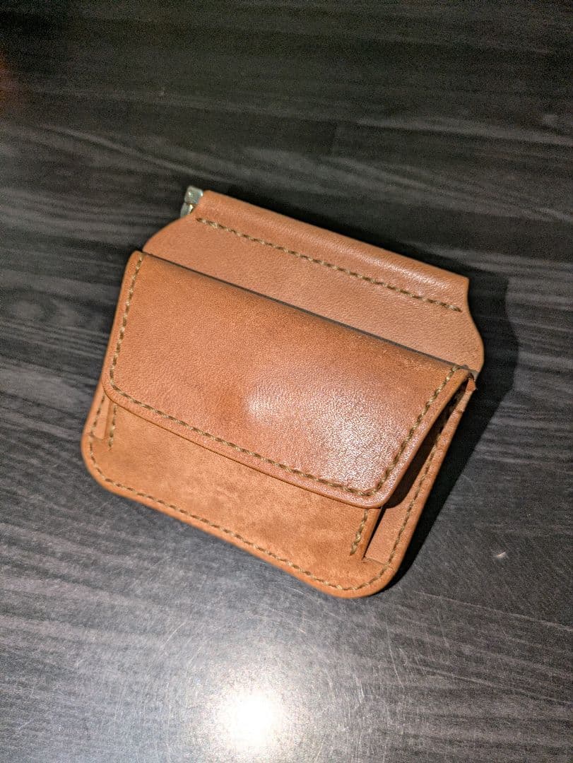 イタリアンレザー マネークリップ コンパクトウォレット 革財布 総手縫い 1