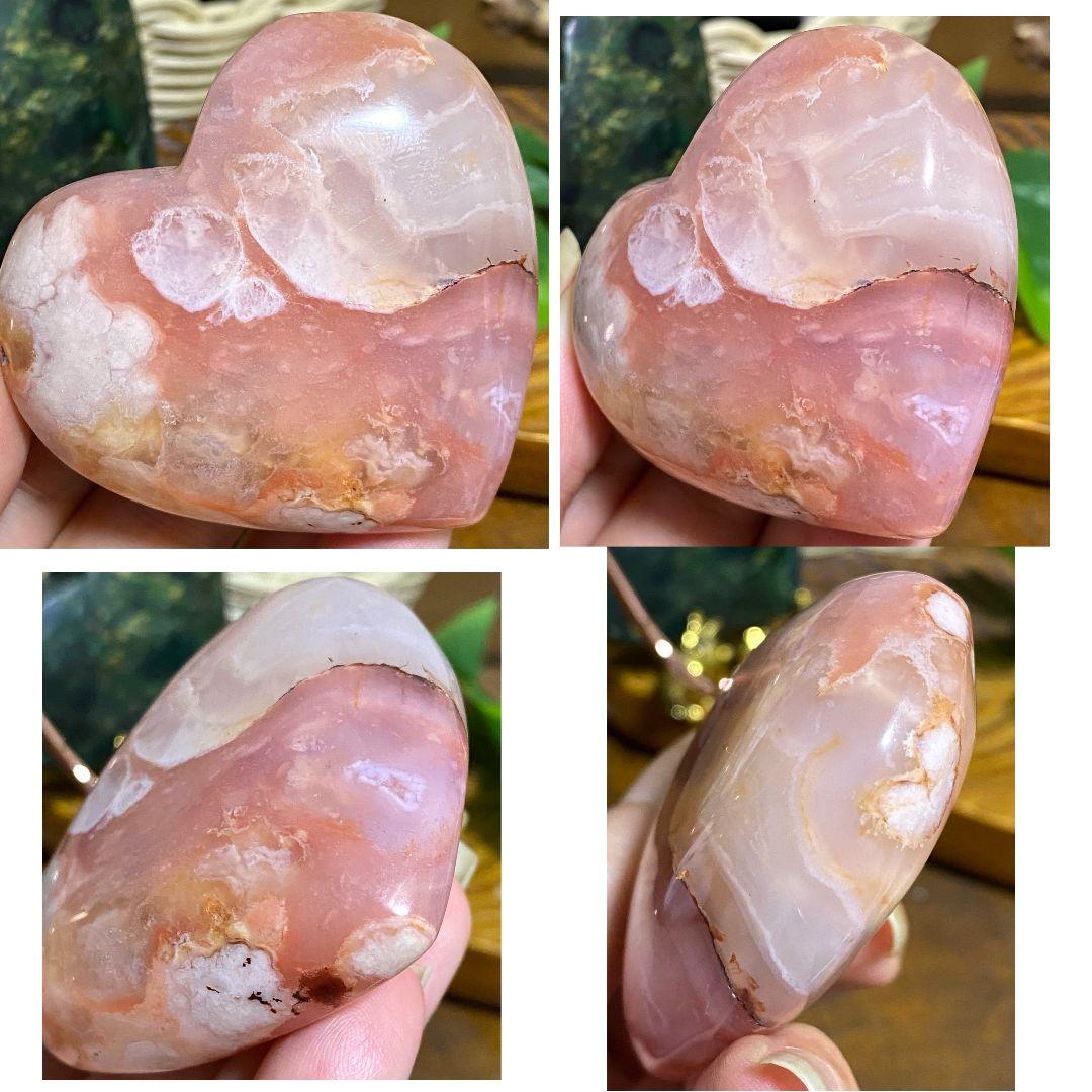 ⭐so ⭐ブルー フラワー アゲート★桜瑪瑙★ぷっくり ハート★大き他