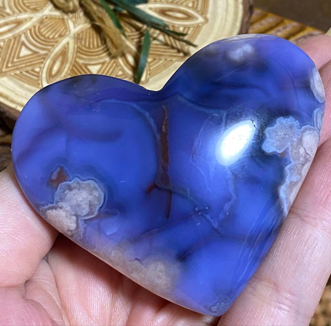 ⭐so ⭐ブルー フラワー アゲート★桜瑪瑙★ぷっくり ハート★大き他
