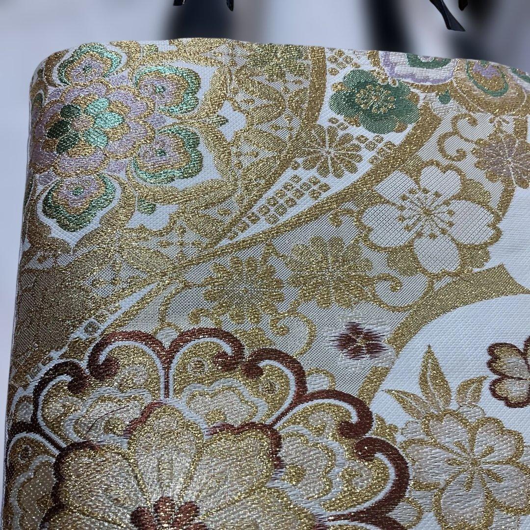 うさゆき❣️809・826 2点新品反物正絹両面柄違い金糸銀糸袋帯バッグ