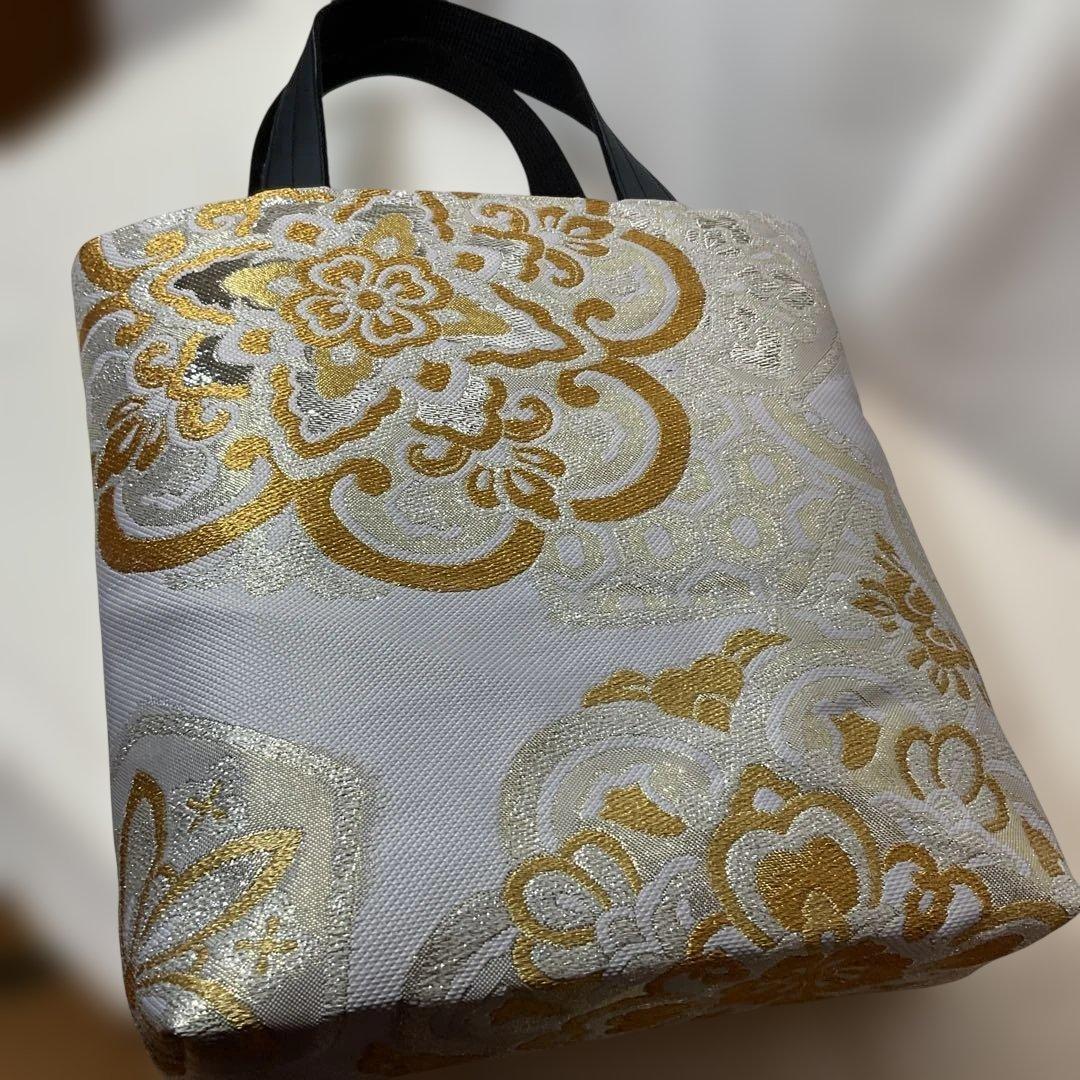 うさゆき❣️809・826 2点新品反物正絹両面柄違い金糸銀糸袋帯バッグ