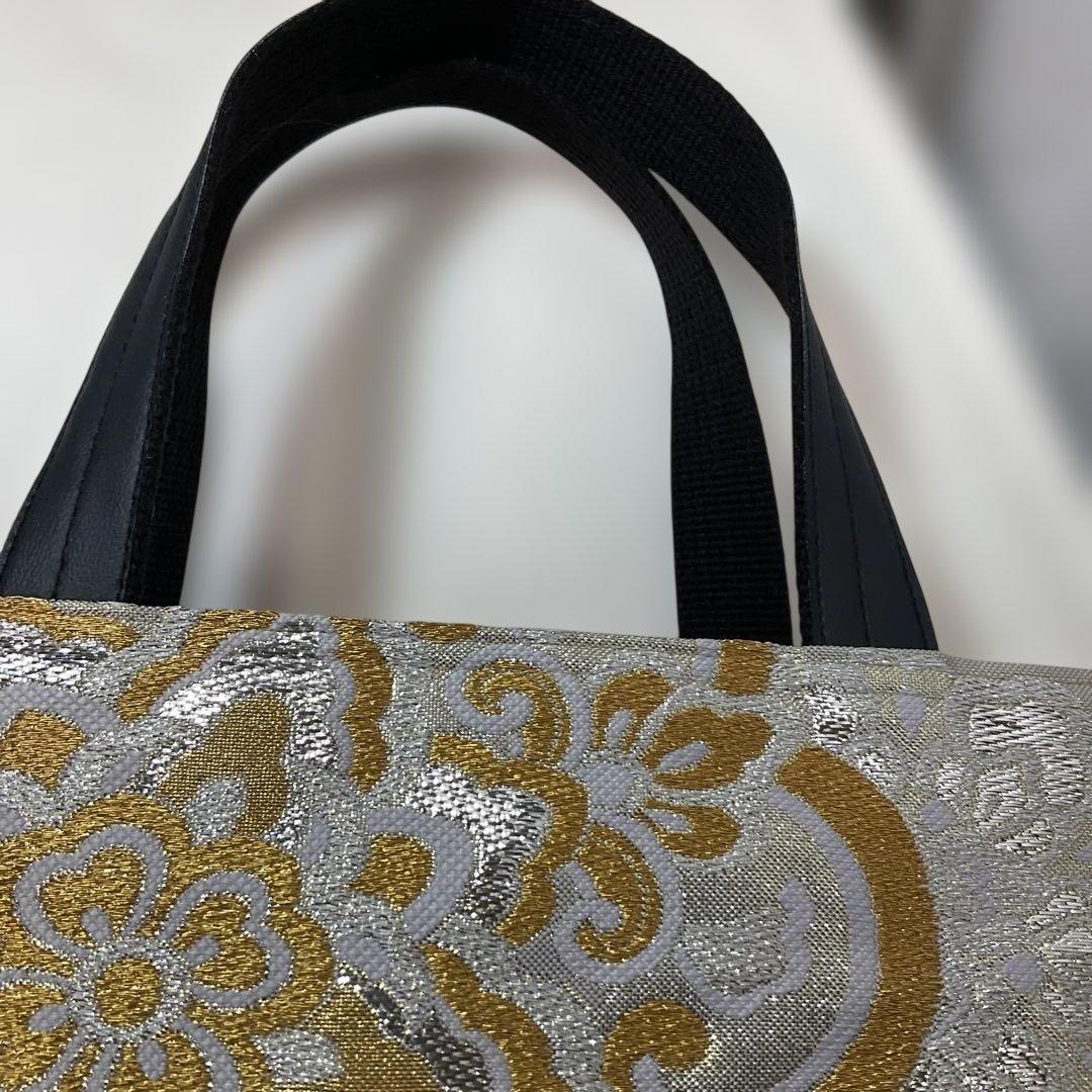 うさゆき❣️809・826 2点新品反物正絹両面柄違い金糸銀糸袋帯バッグ