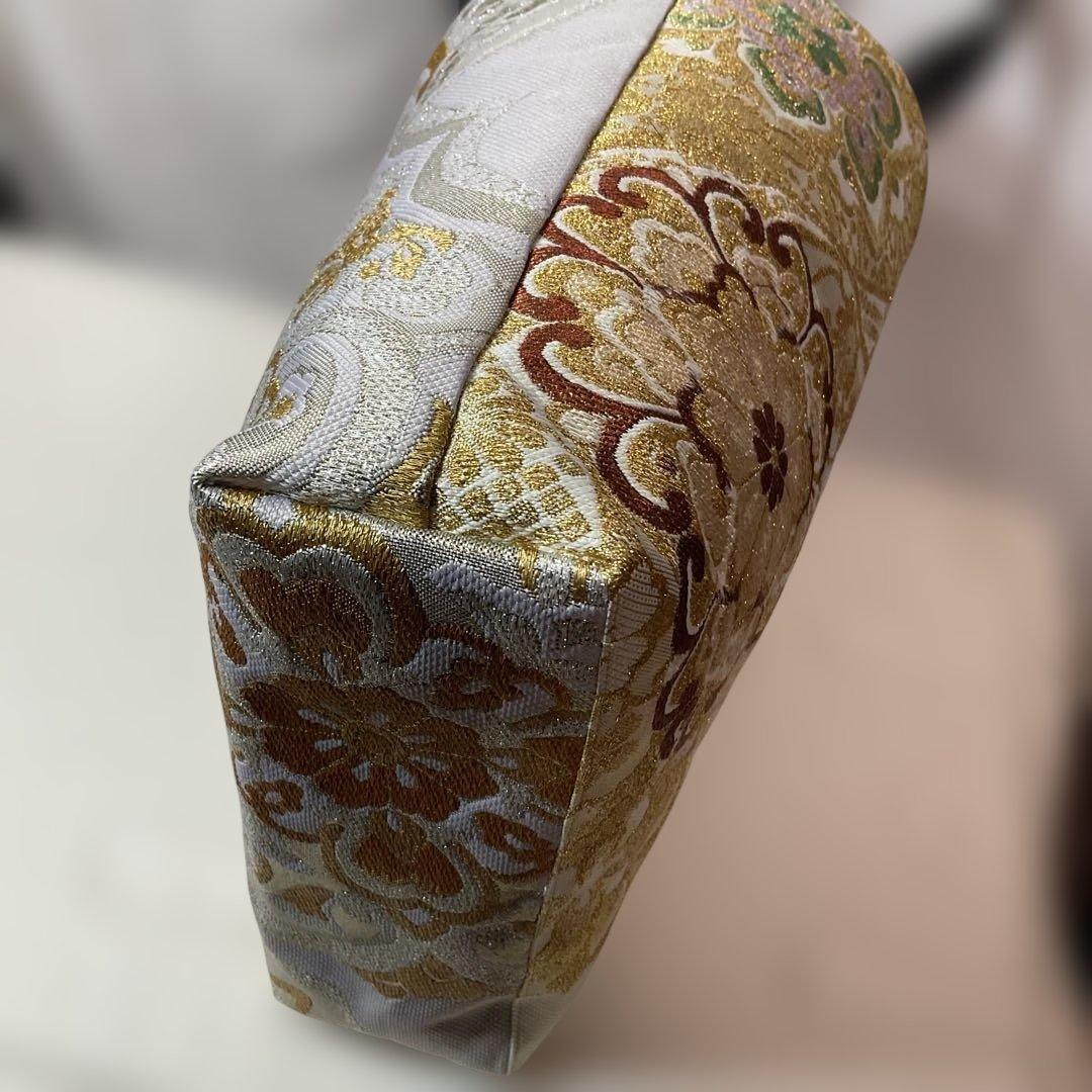 うさゆき❣️809・826 2点新品反物正絹両面柄違い金糸銀糸袋帯バッグ