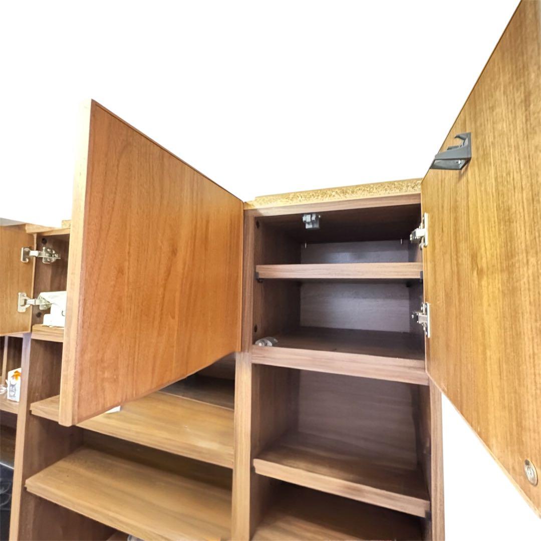 【着払い・3点まとめ売り】壁面収納 デスク付 国産 ウォールナット 受注生産家具