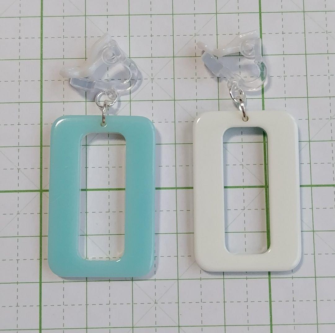 HM　プライヤリング　バイカラー　白✕水色　長方形