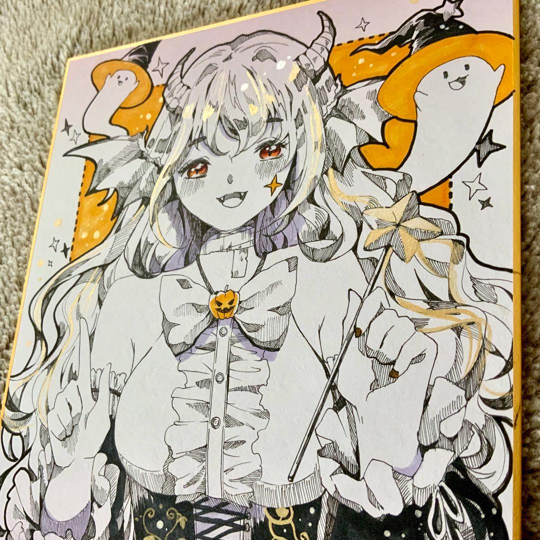 色紙原画　魔法使い　手描きイラスト　現品　オリジナル