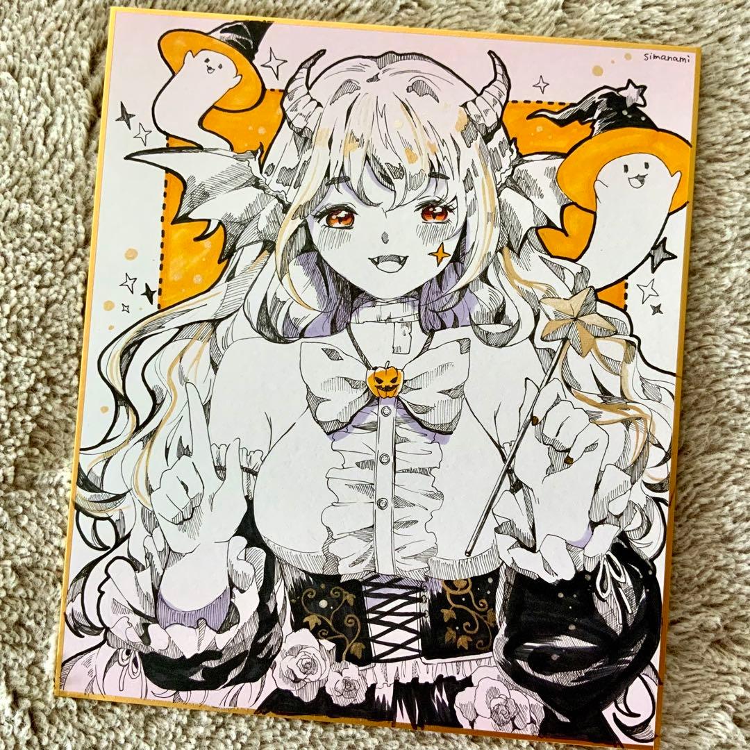 色紙原画　魔法使い　手描きイラスト　現品　オリジナル