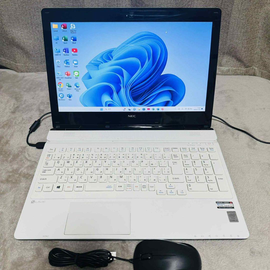 S289 NECノートパソコンWEBカメラSSD高速Windows11オフィス付